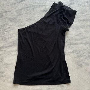 Banana Republic Black One-Shoulder Ruffle Sleeve Tank Sz Small NWT